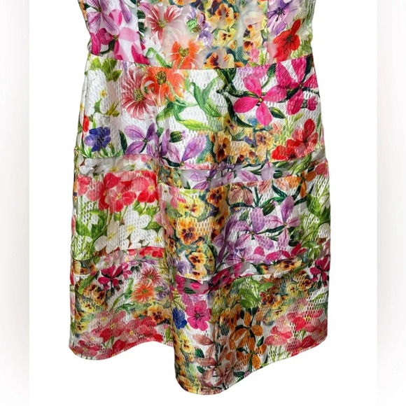 Rickie Freeman For Teri Jon Floral Fit & Flare Sheath Cocktail Dress Size 8 - Picture 4 of 9